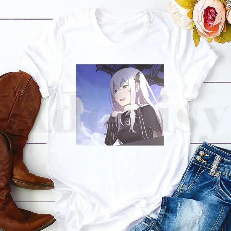 Re: Life In A Different World From Zero Re0 Anime Short Sleeve Female Tops Tees Harajuku VintageT Shirts Women's T-shirt
