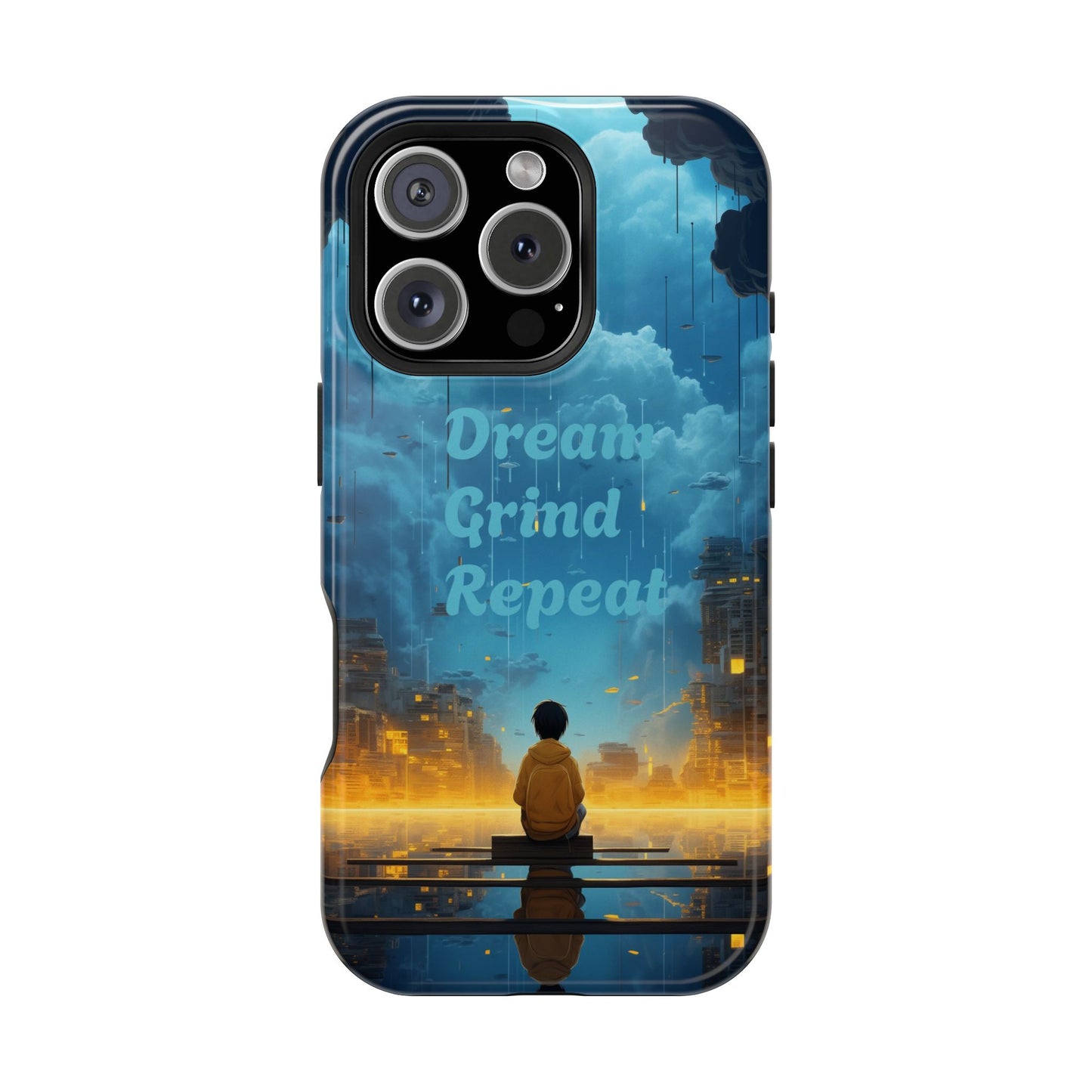 Impact-Resistant Case — "Dream Grind Repeat" Cityscape Phone Cover