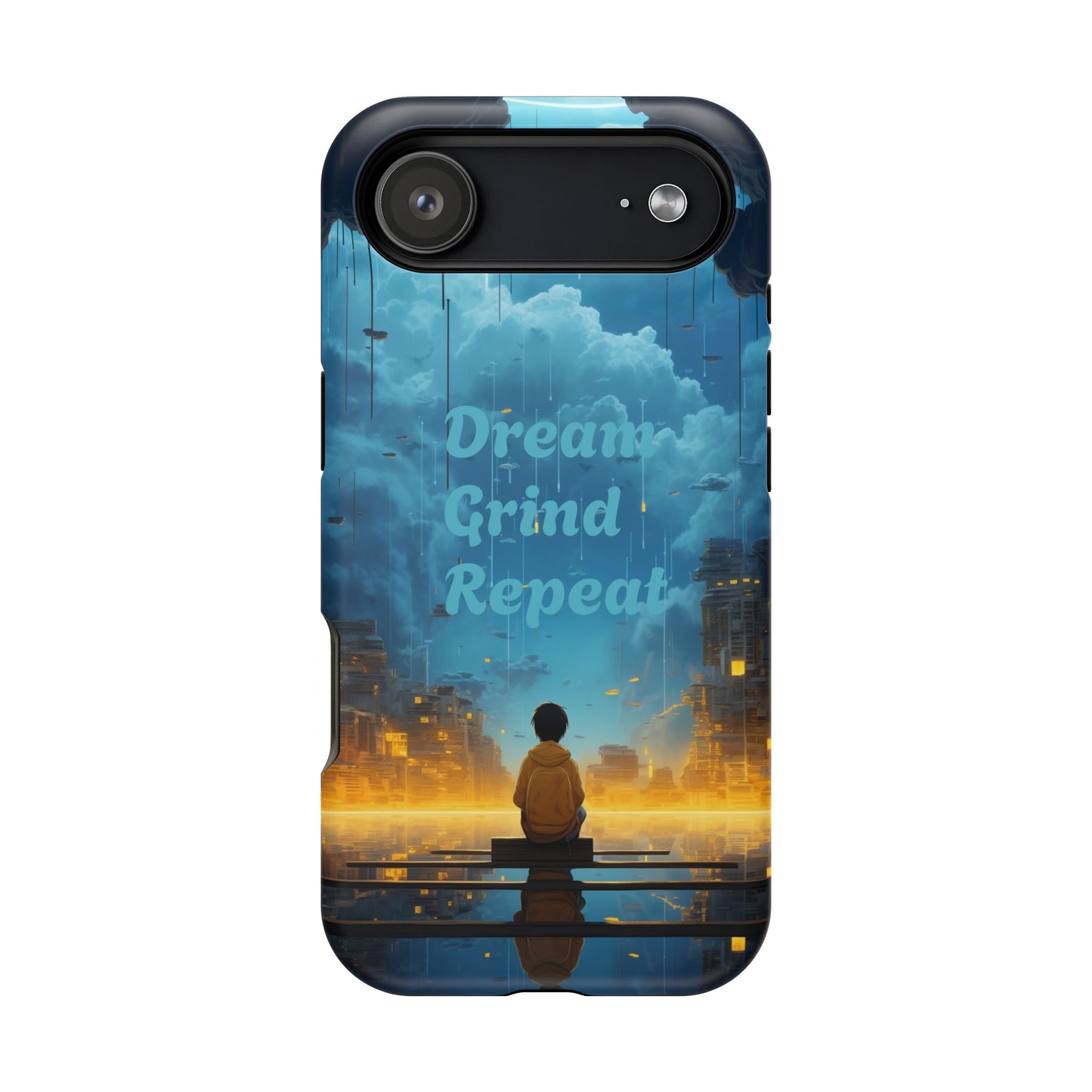Impact-Resistant Case — "Dream Grind Repeat" Cityscape Phone Cover