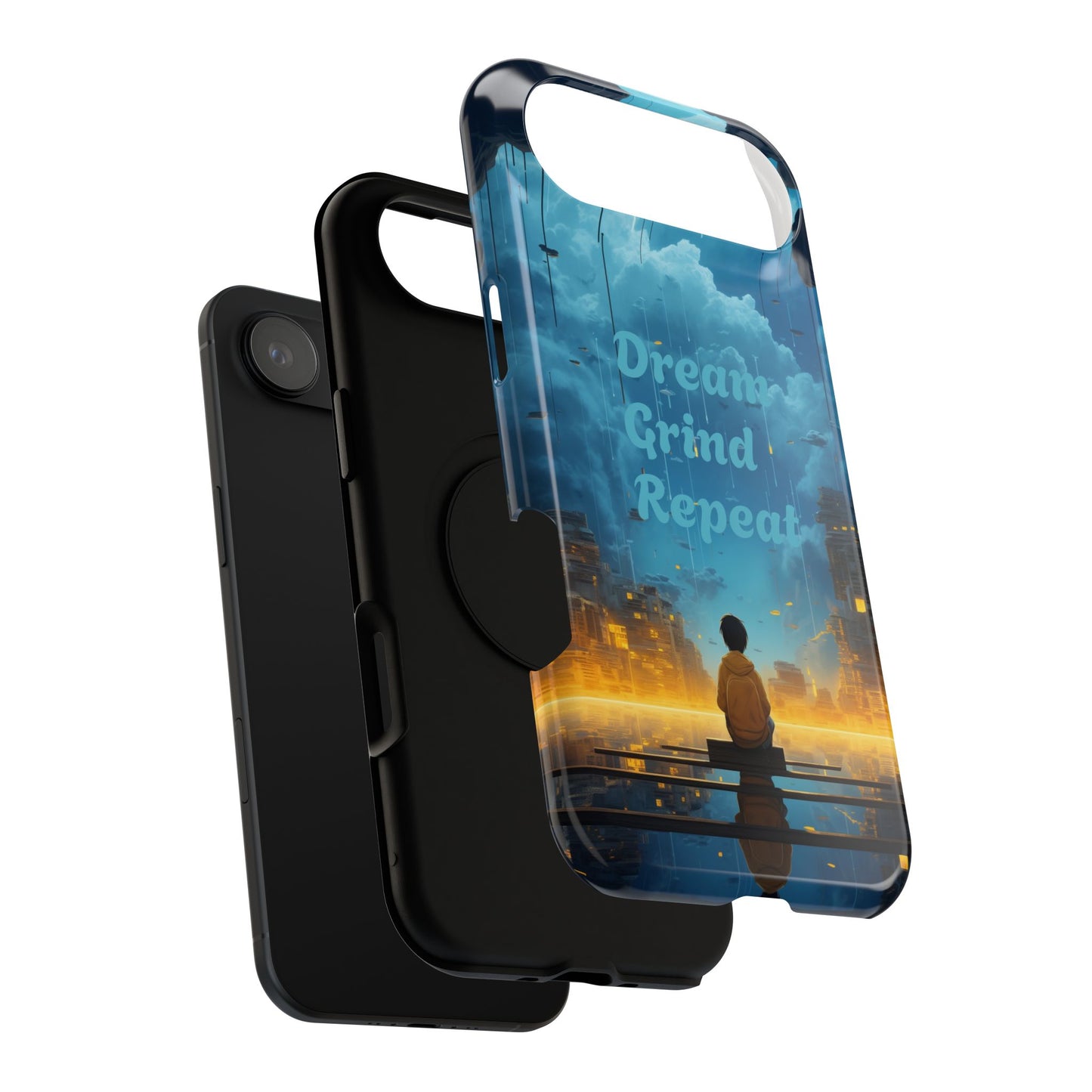 Impact-Resistant Case — "Dream Grind Repeat" Cityscape Phone Cover