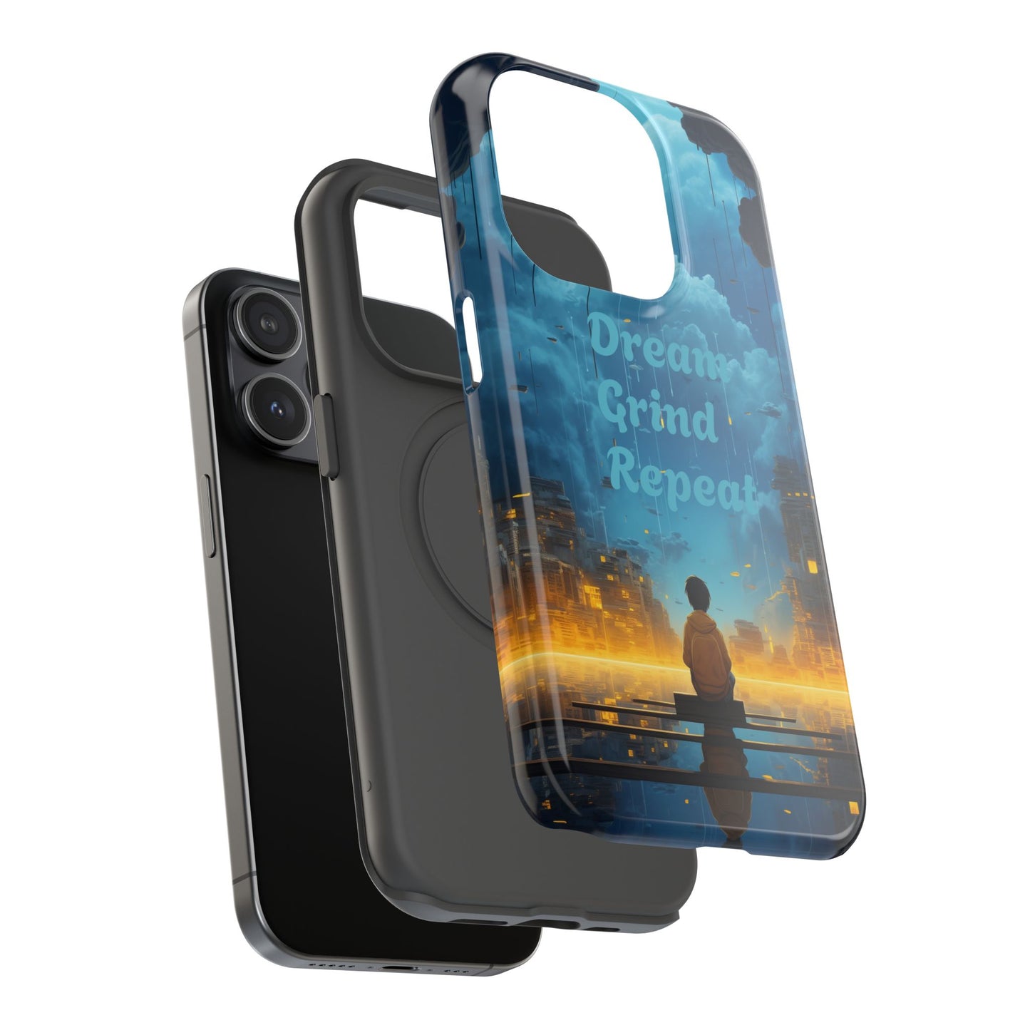Impact-Resistant Case — "Dream Grind Repeat" Cityscape Phone Cover