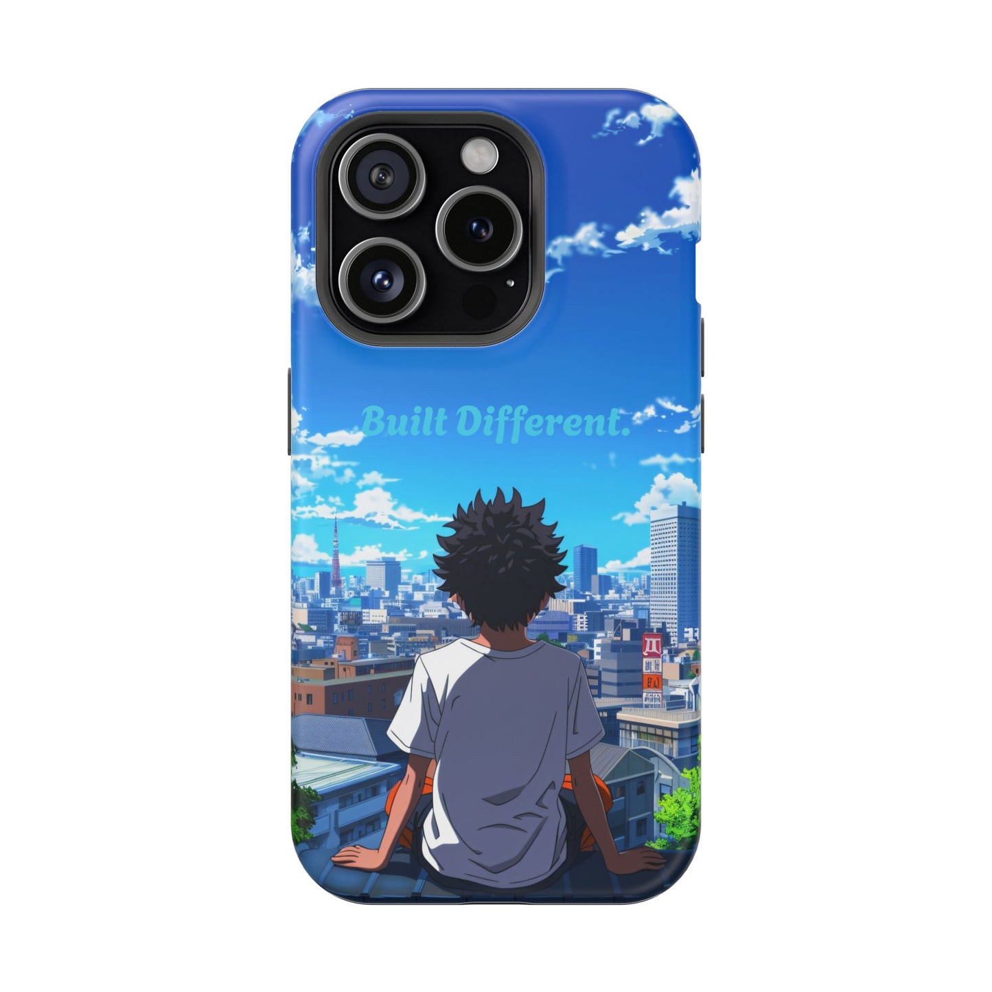 Phone Case — "Built Different" Anime Cityscape Impact-Resistant Case