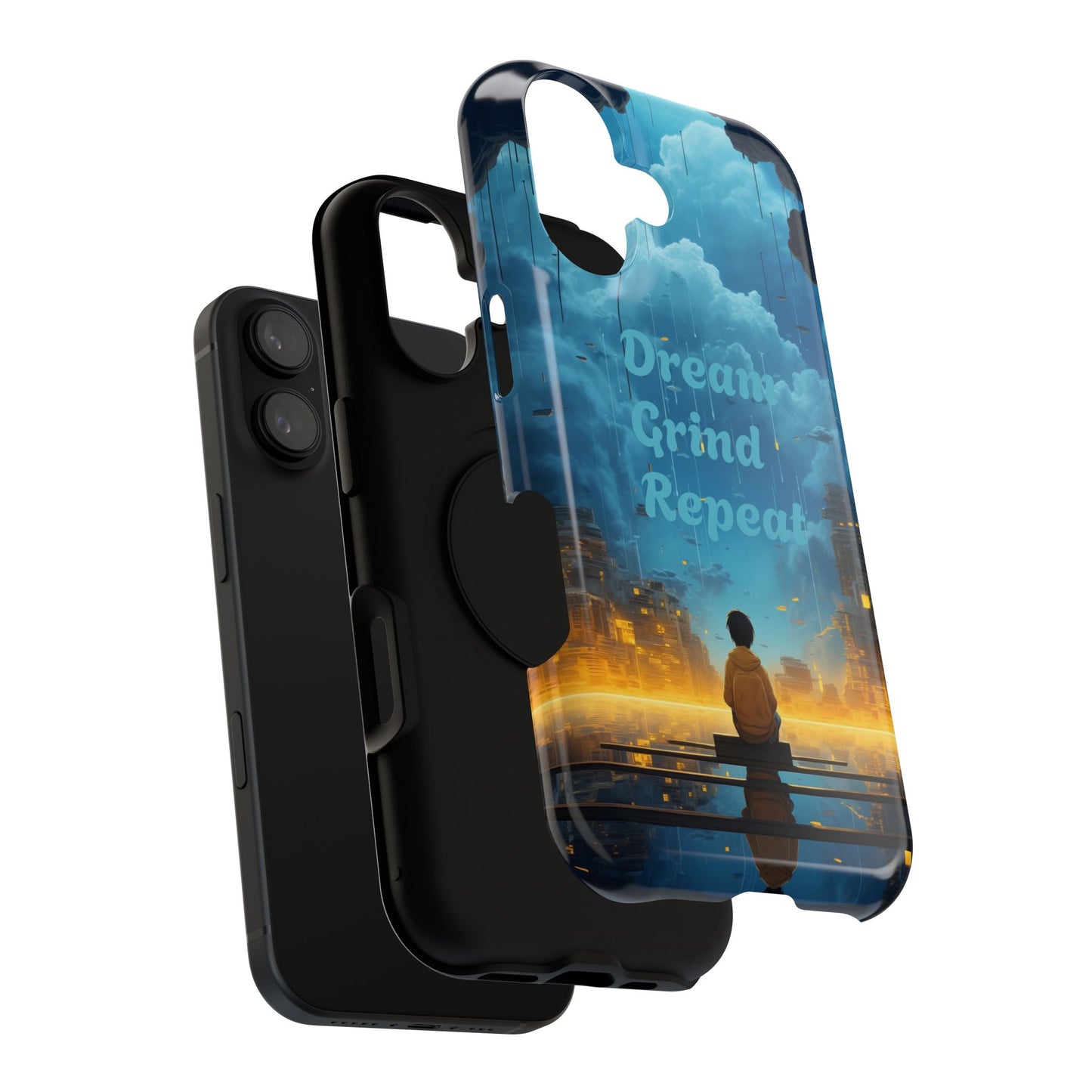 Impact-Resistant Case — "Dream Grind Repeat" Cityscape Phone Cover