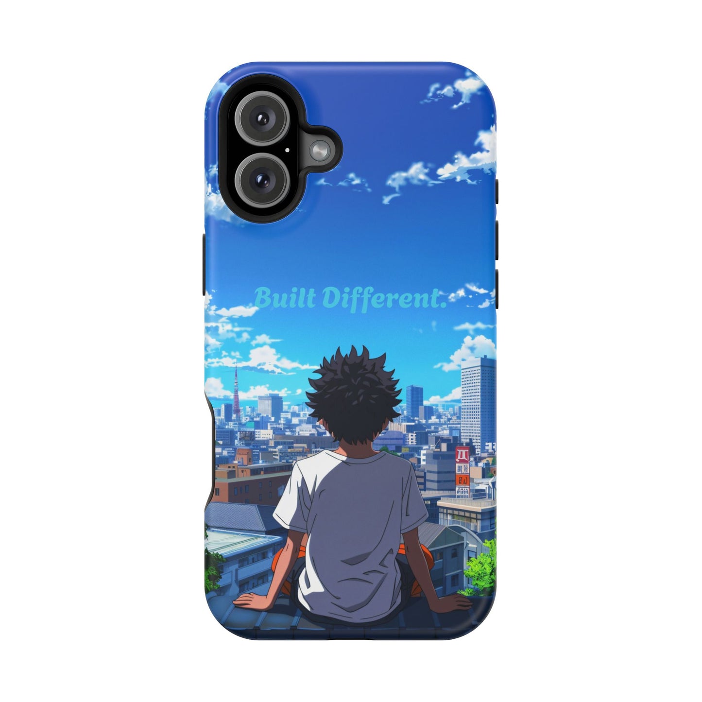 Phone Case — "Built Different" Anime Cityscape Impact-Resistant Case