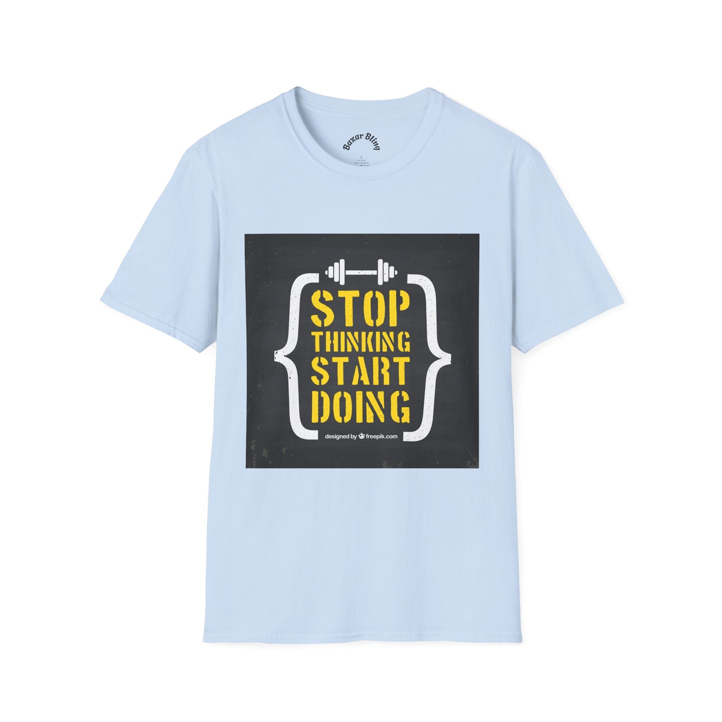 Motivational Fitness T-Shirt — “Stop Thinking Start Doing” / No Days Off