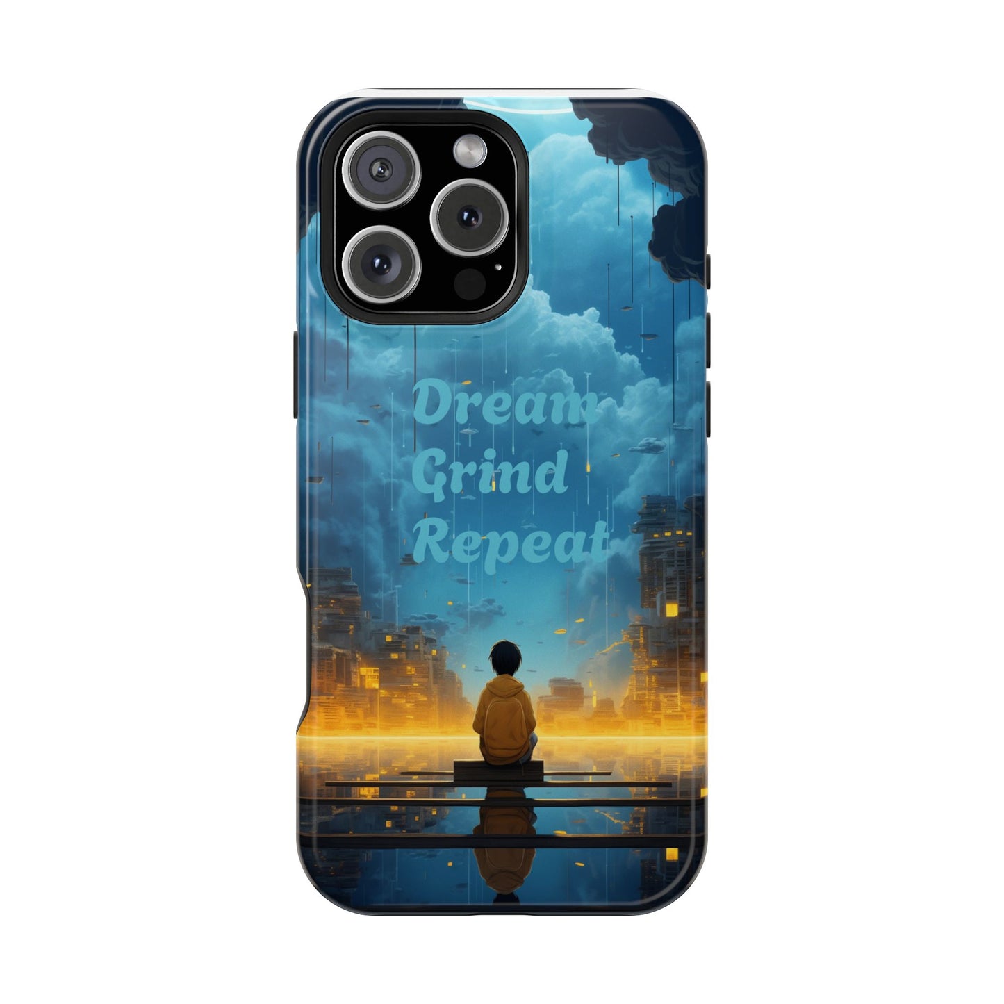 Impact-Resistant Case — "Dream Grind Repeat" Cityscape Phone Cover