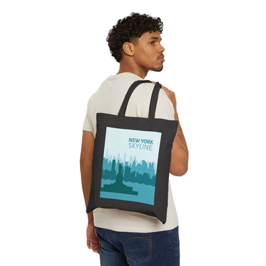 New York Skyline Cotton Tote — 'Carry Freedom, Carry Liberty' Canvas Bag