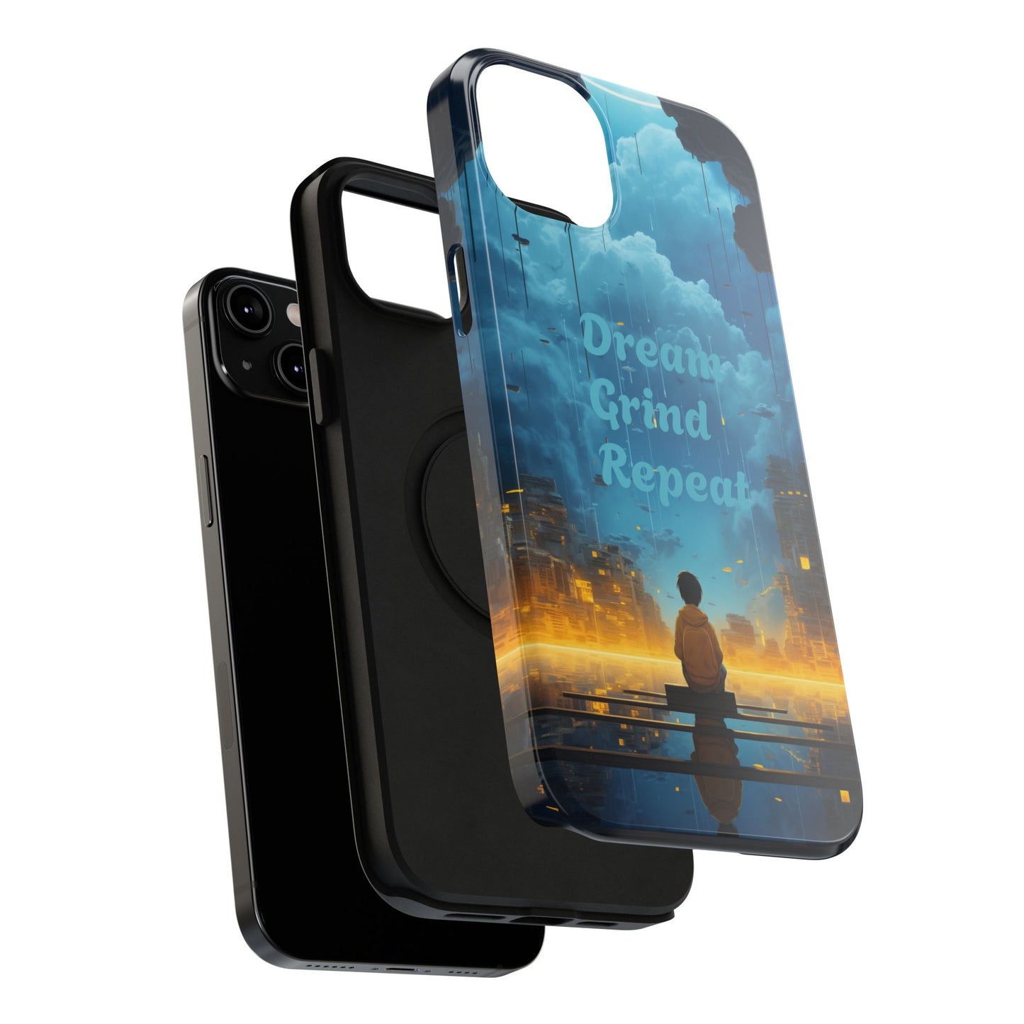Impact-Resistant Case — "Dream Grind Repeat" Cityscape Phone Cover