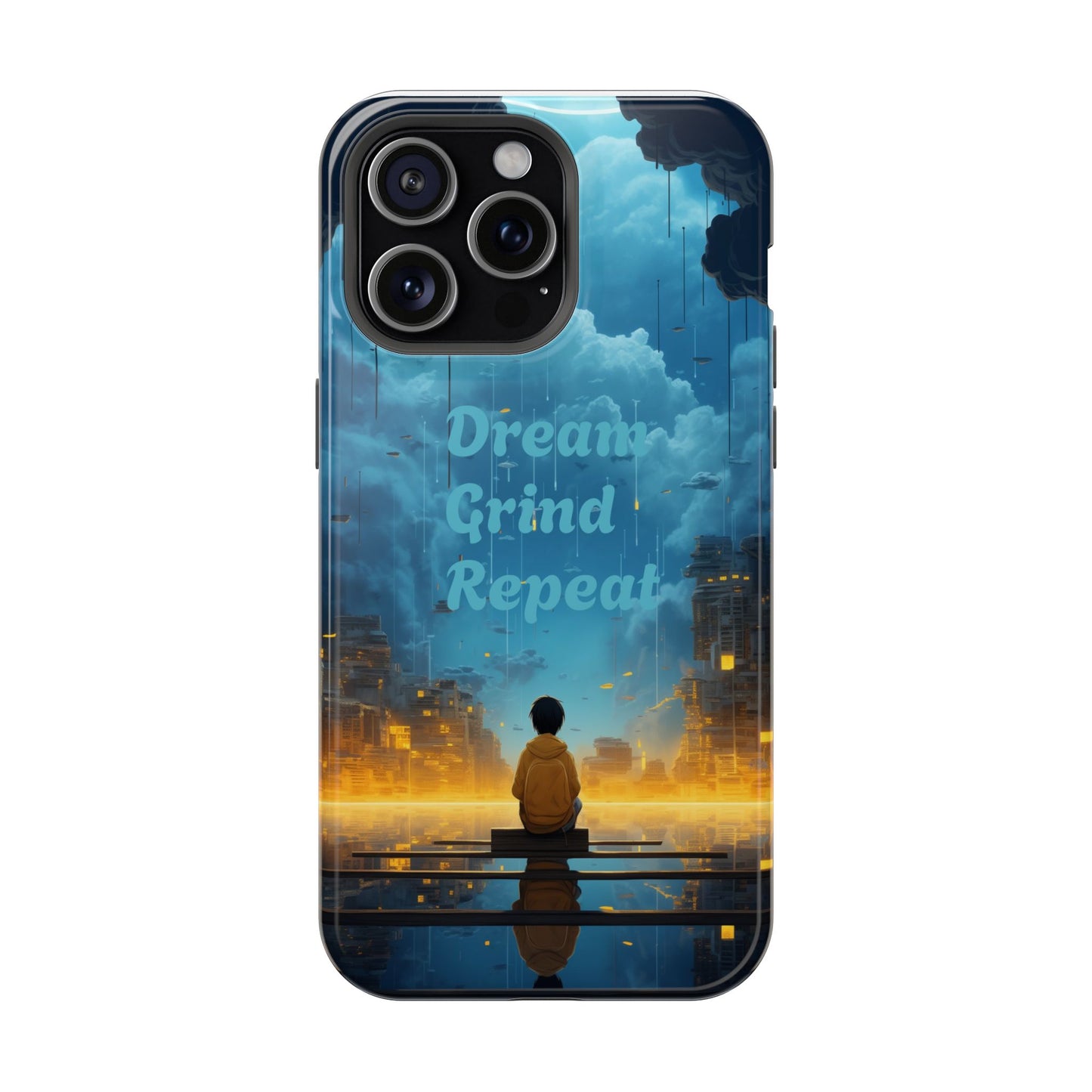 Impact-Resistant Case — "Dream Grind Repeat" Cityscape Phone Cover