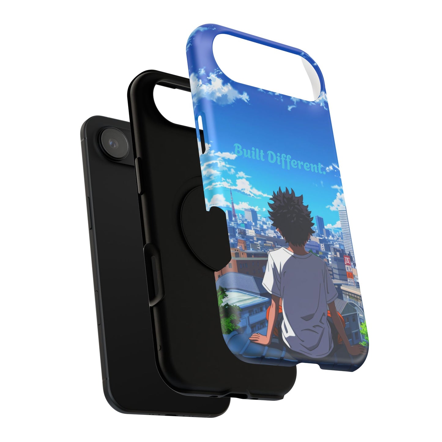 Phone Case — "Built Different" Anime Cityscape Impact-Resistant Case