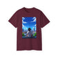 Anime Cityscape Tee — Boy Gazing at Blue Sky Graphic T-Shirt