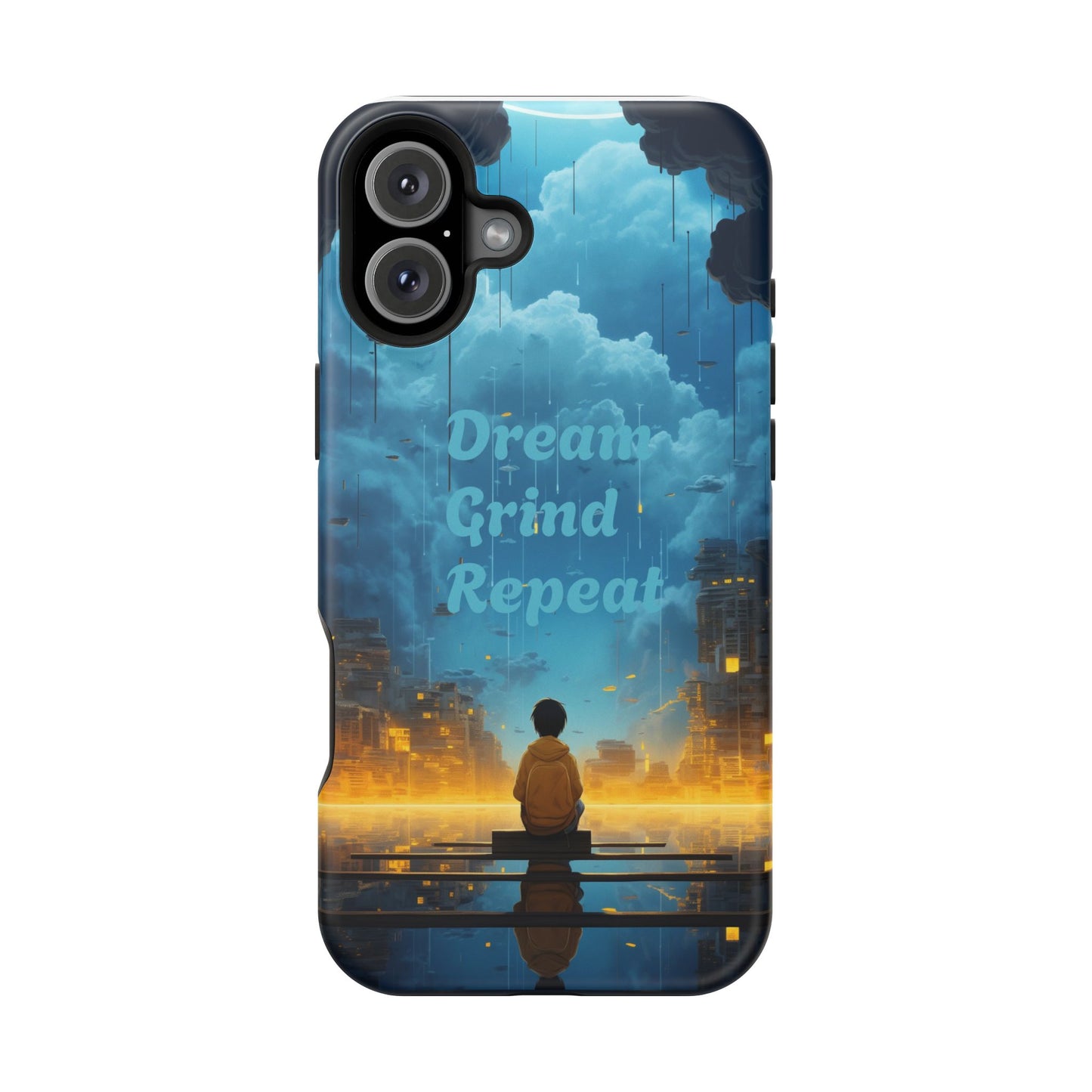 Impact-Resistant Case — "Dream Grind Repeat" Cityscape Phone Cover