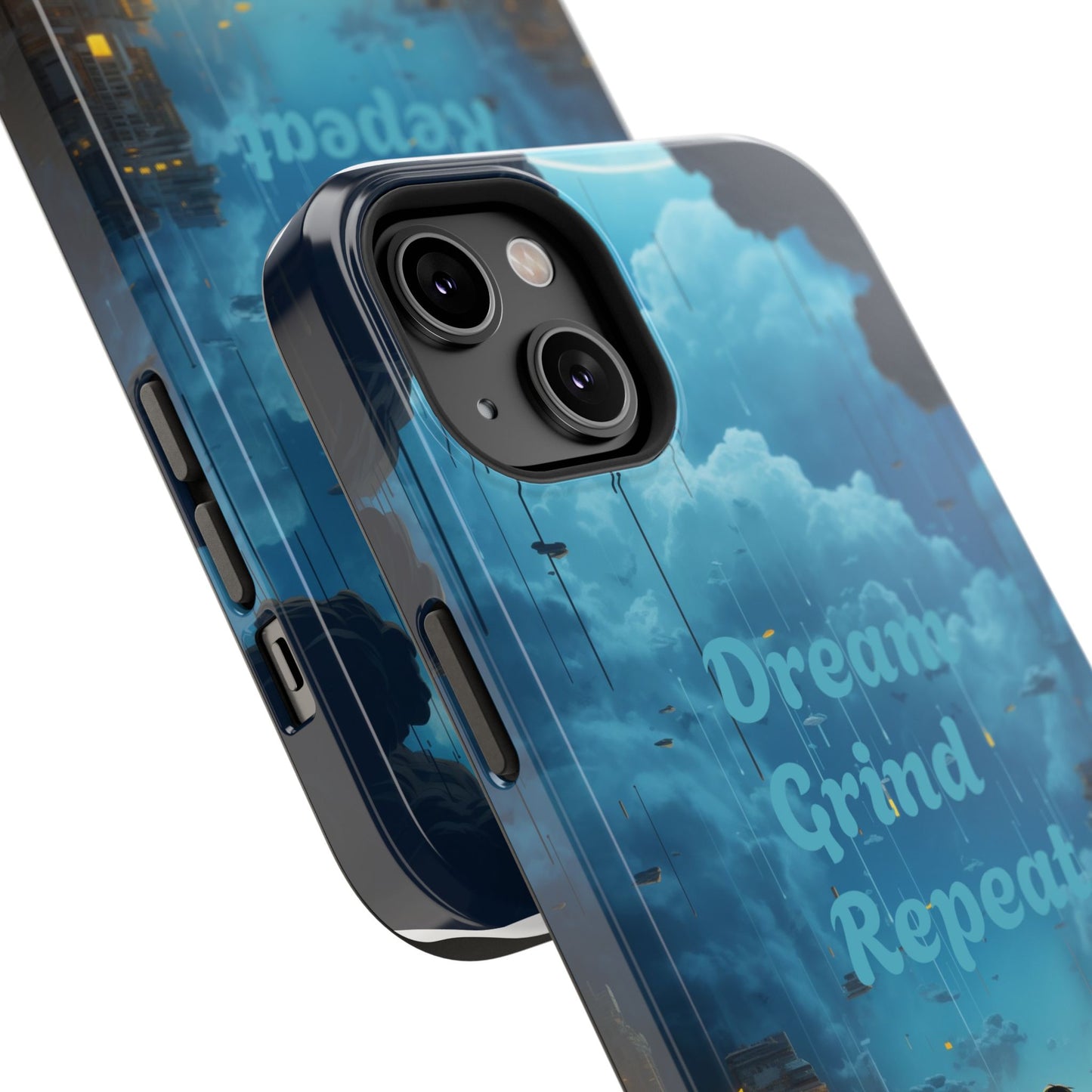 Impact-Resistant Case — "Dream Grind Repeat" Cityscape Phone Cover