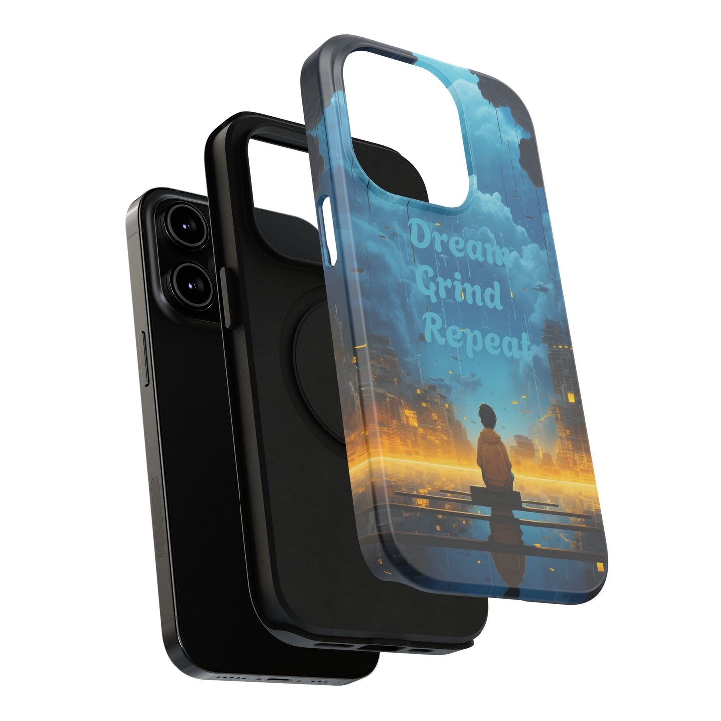 Impact-Resistant Case — "Dream Grind Repeat" Cityscape Phone Cover