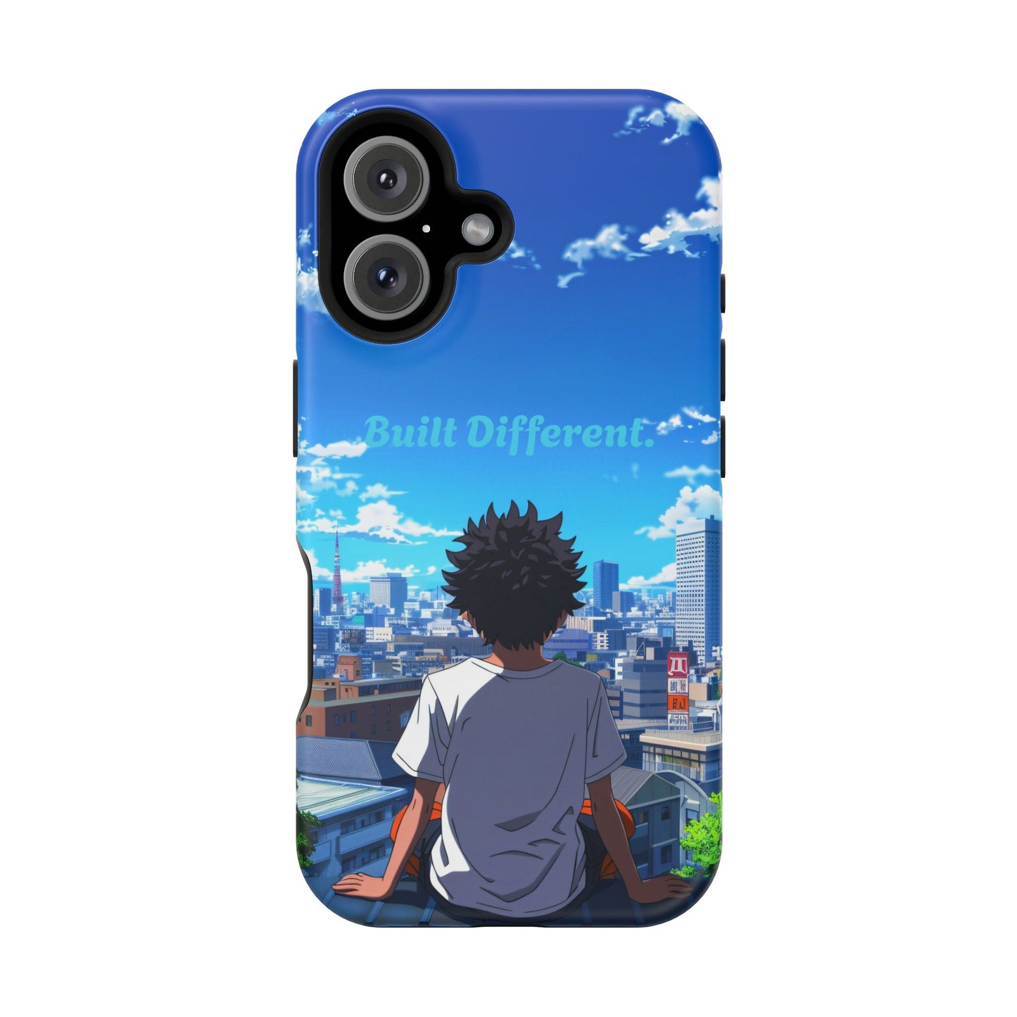 Phone Case — "Built Different" Anime Cityscape Impact-Resistant Case