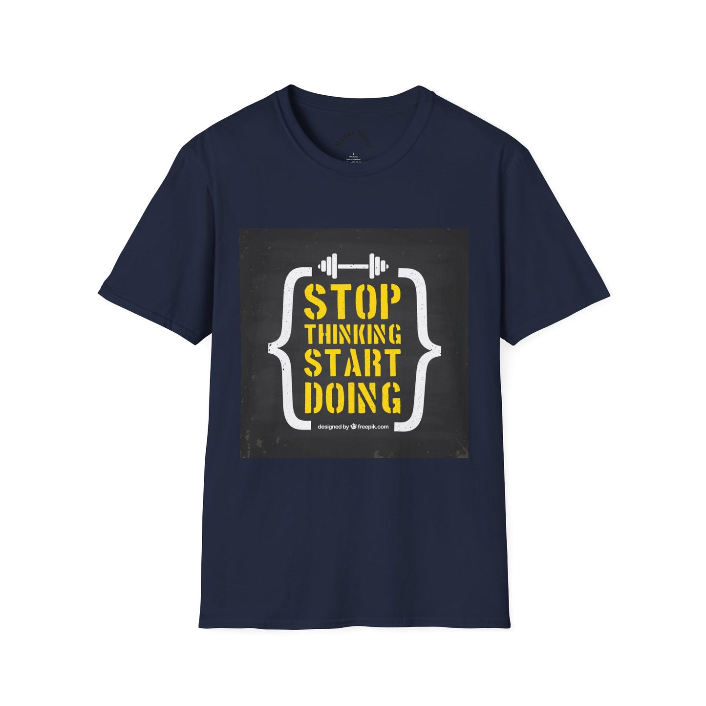 Motivational Fitness T-Shirt — “Stop Thinking Start Doing” / No Days Off