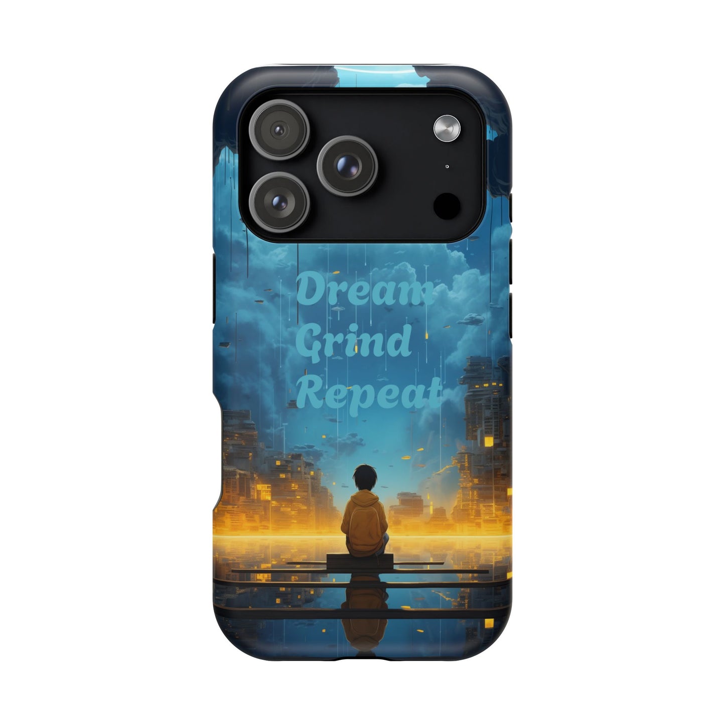 Impact-Resistant Case — "Dream Grind Repeat" Cityscape Phone Cover