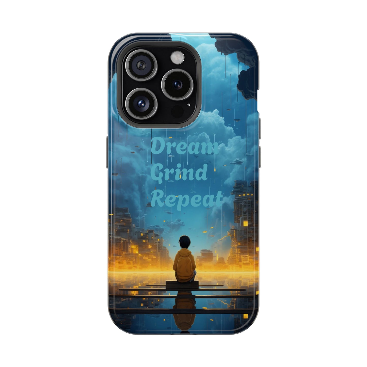 Impact-Resistant Case — "Dream Grind Repeat" Cityscape Phone Cover