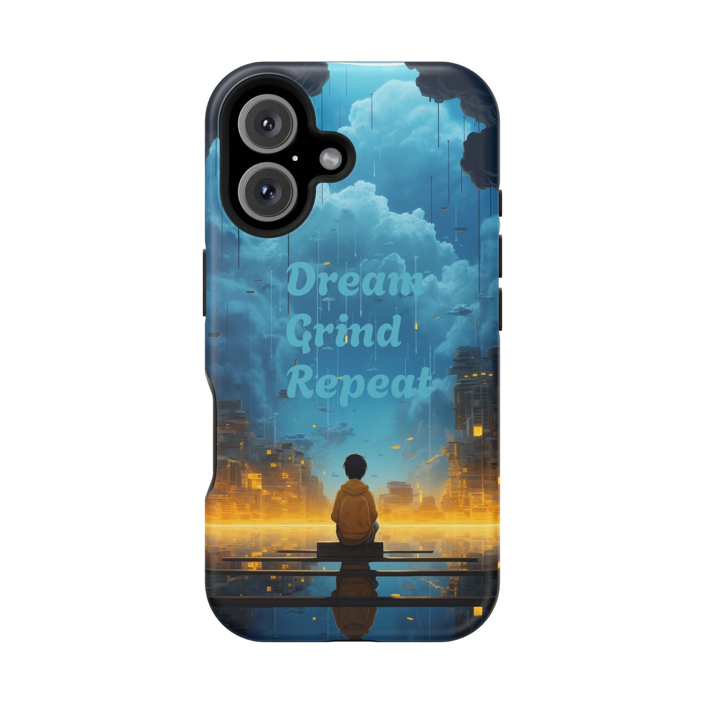 Impact-Resistant Case — "Dream Grind Repeat" Cityscape Phone Cover