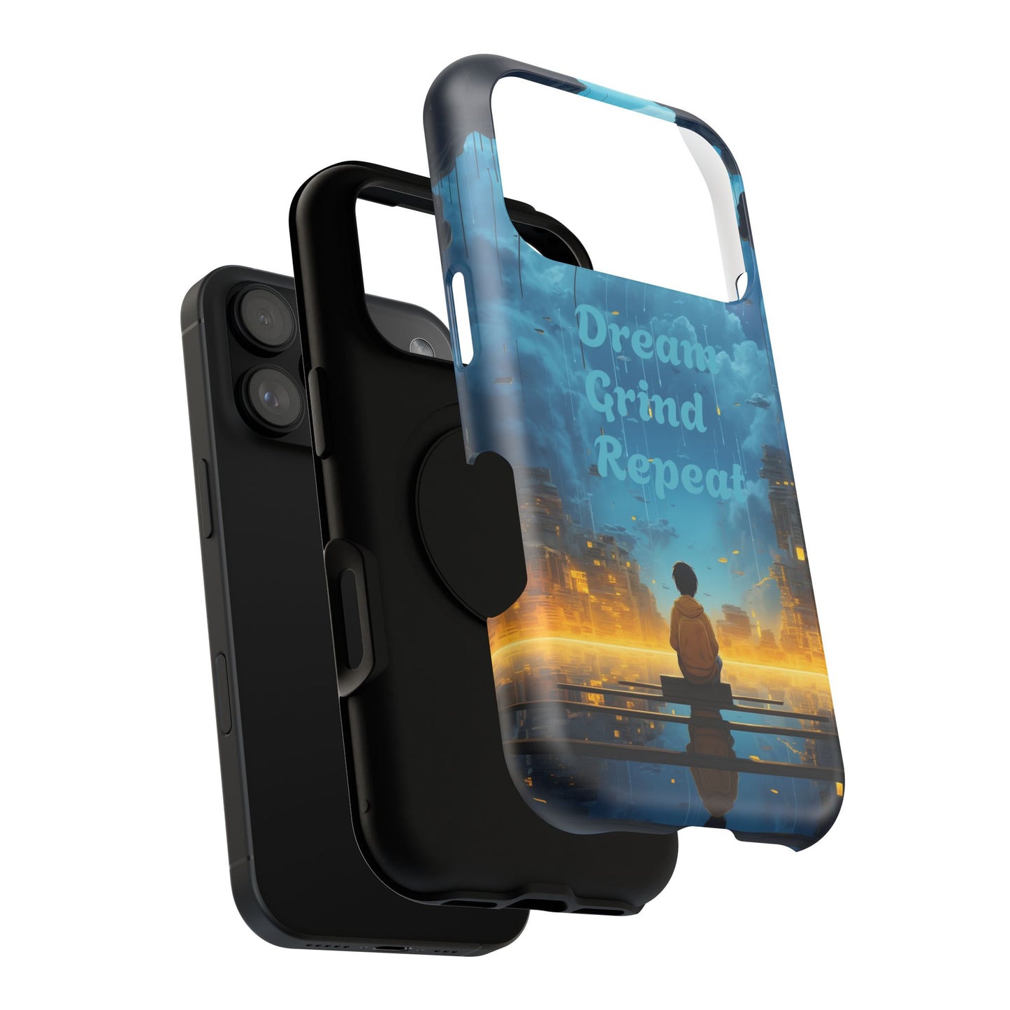 Impact-Resistant Case — "Dream Grind Repeat" Cityscape Phone Cover