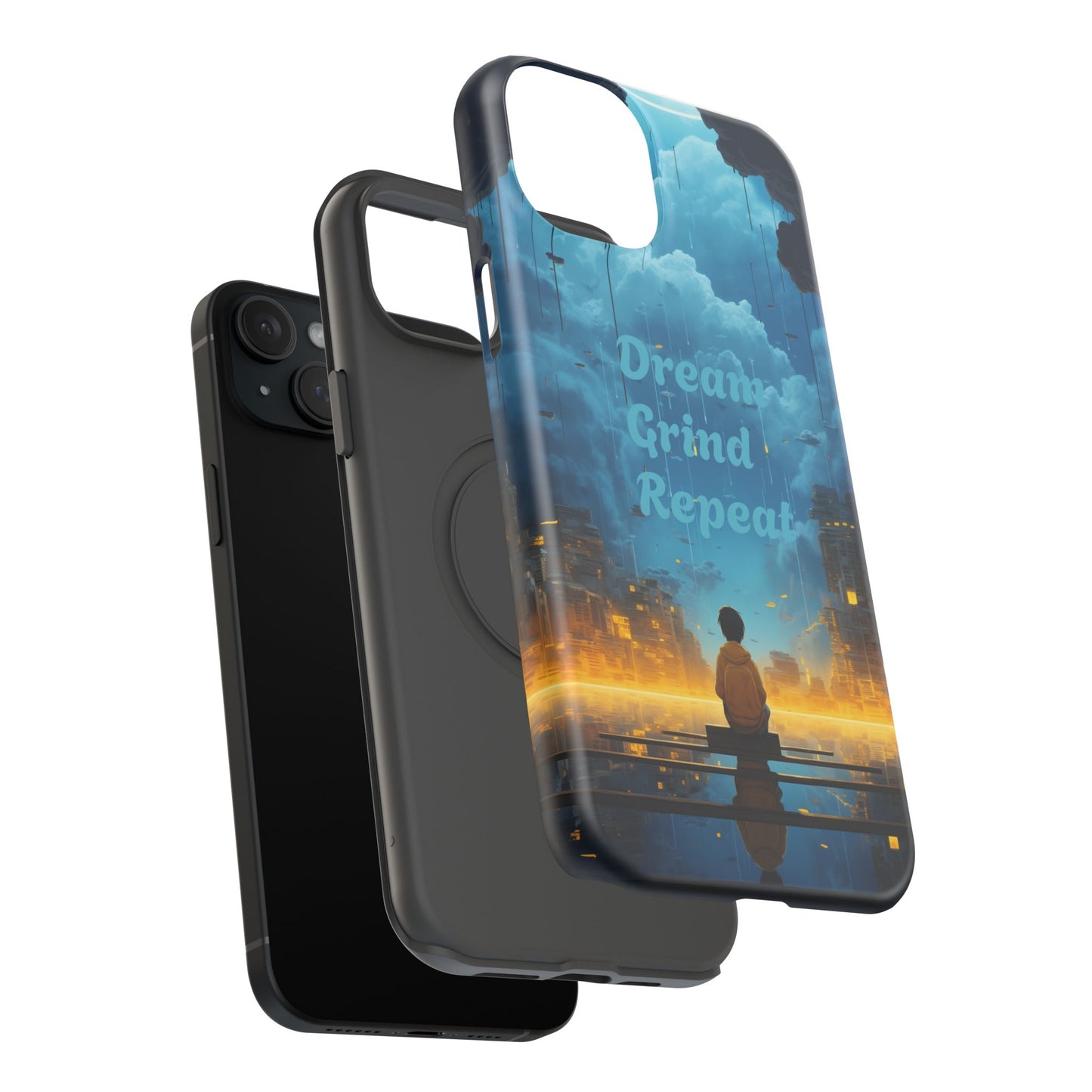 Impact-Resistant Case — "Dream Grind Repeat" Cityscape Phone Cover