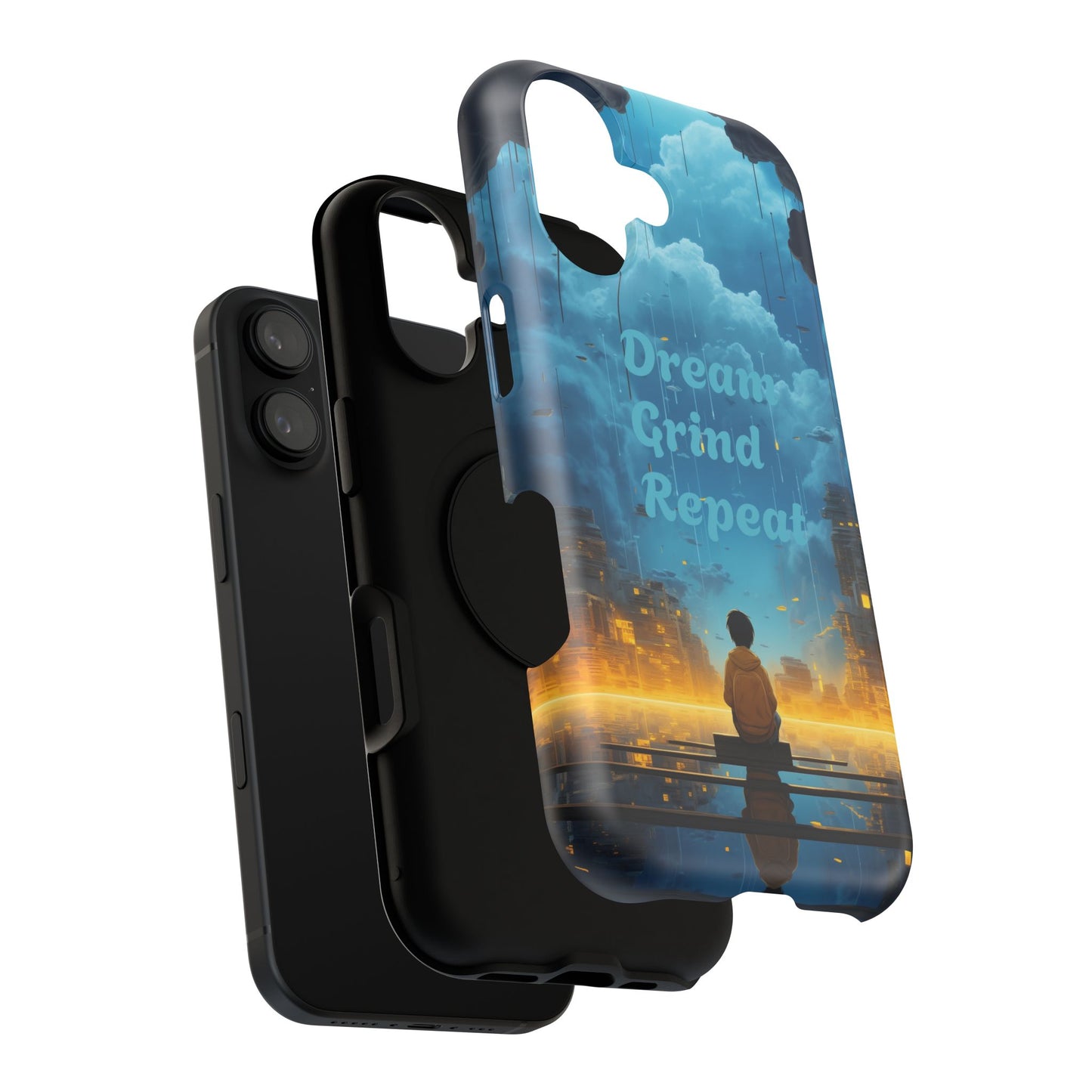 Impact-Resistant Case — "Dream Grind Repeat" Cityscape Phone Cover