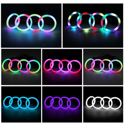 4/2/1PCS Car RGB Angel Eyes Dynamic with Turn Signal 60mm 70mm 80mm 90mm Halo Rings DRL Led Headlights Projector APP Control