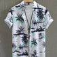 Hawaiian Botanical Flower Print Men's and Women's Short Sleeve Lapel Seaside Button-Down Shirt Top Casual Fashionable Shirts