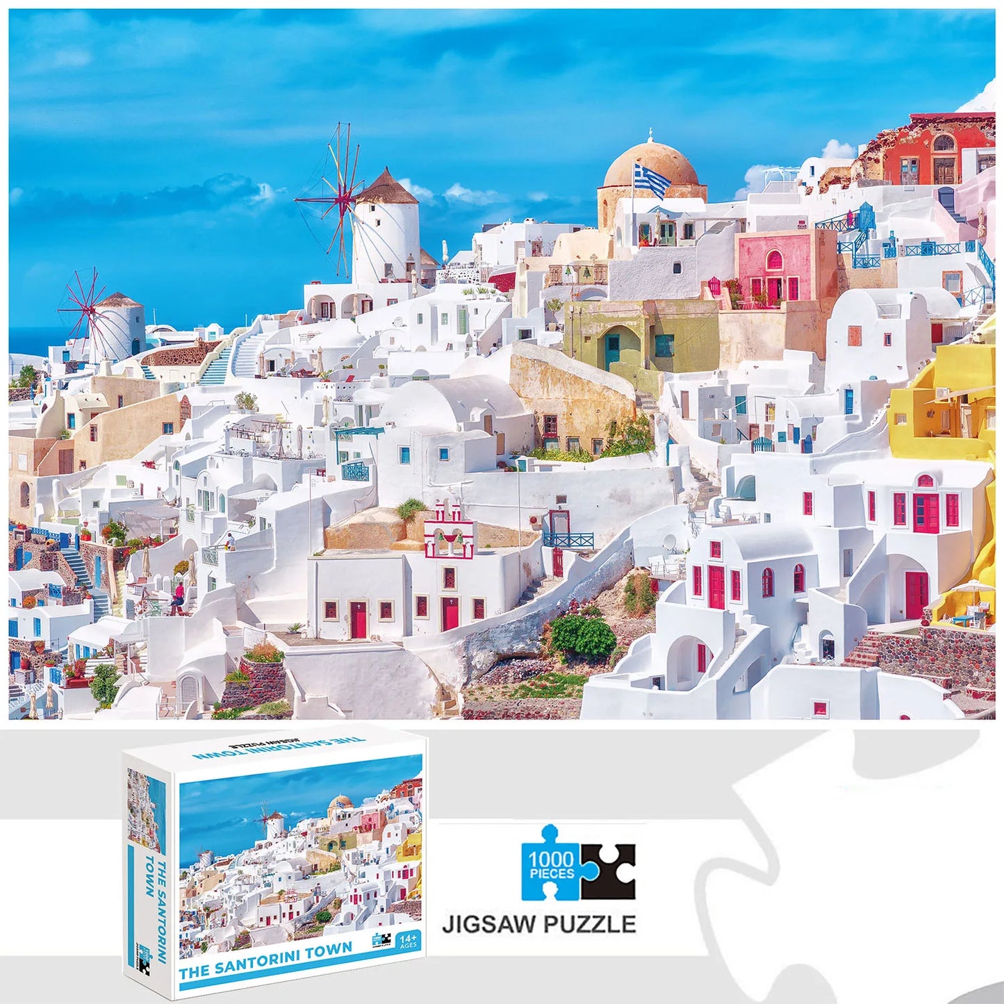 1000 Pieces The Santorini Town Jigsaw Puzzle Home Decor Adults Puzzle Games Family Fun Floor Puzzles Educational Toys for Kids