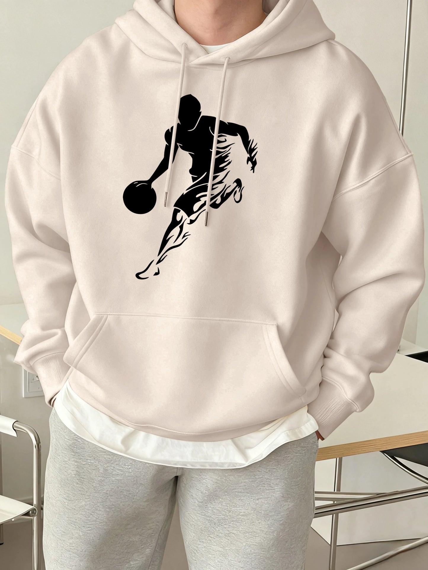 He Is Currently Playing Basketball Prints Men Hoodies Hip Hop Sport Pullovers Casual Loose Streetwear Fleece 12 Color Sweatshirt