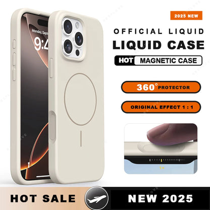 Magnetic Phone Case For iPhone 15 14 16 Plus 16E 11 12 13 16 Pro Max Magsafe Liquid Silicone Official Charging Protector Cover