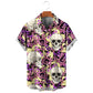Punk Straw Hat Skull Graphic Shirts For Men Clothing Casual Hawaiian Vacation Short Sleeve Fashion Mens Beach Shirts Y2k Tops