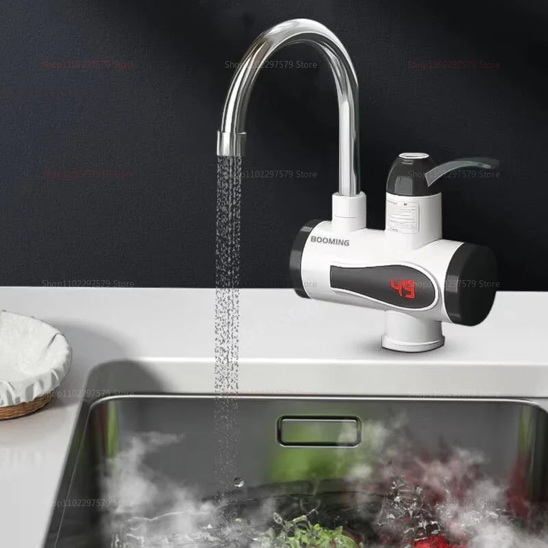 220V 3000W Instant Hot Water Heater Faucet Tankless Electric Tap with 360° Rotatable Spout LED Digital Display 2025 new