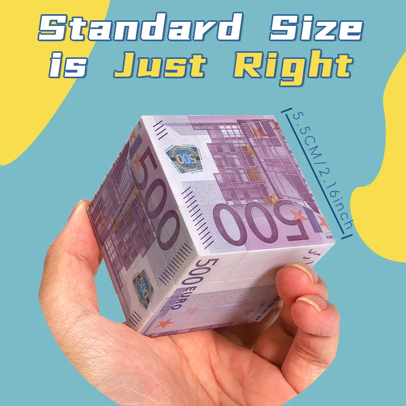 Magic Cube 3x3x3 3D UV printed 500 euros stress-relieving puzzle professional smooth speed game children's toy gift