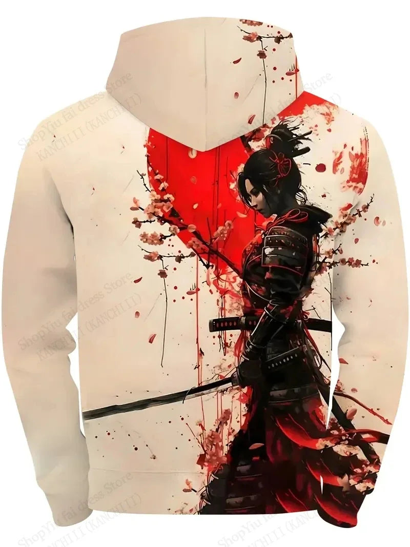 Men's Samurai Cat 3d Print Graphic Hoodies Men Fashion Oversized Hoodie Sweatshirt Coat Sweat Mens Clothes Sudaderas