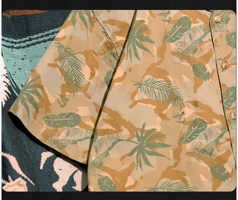 Summer Short-sleeved Floral Shirt Men Retro Hong Kong Style Quick-drying Summer Cardigan Trendy