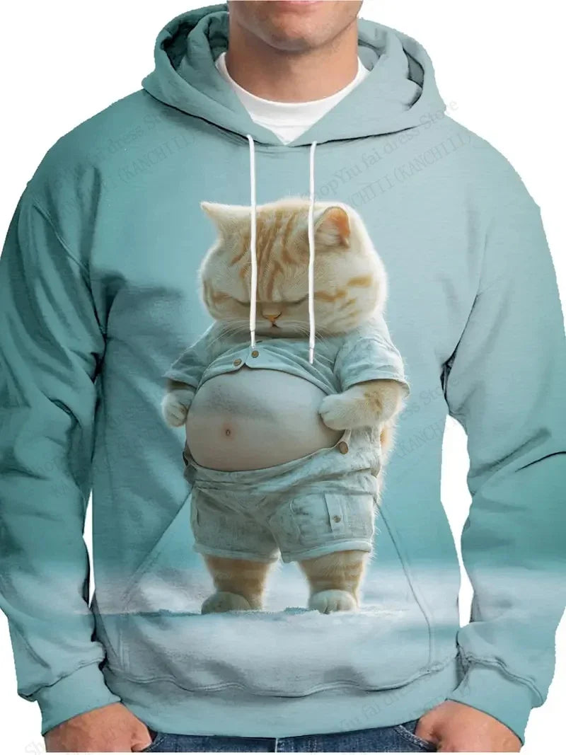 Men's Samurai Cat 3d Print Graphic Hoodies Men Fashion Oversized Hoodie Sweatshirt Coat Sweat Mens Clothes Sudaderas