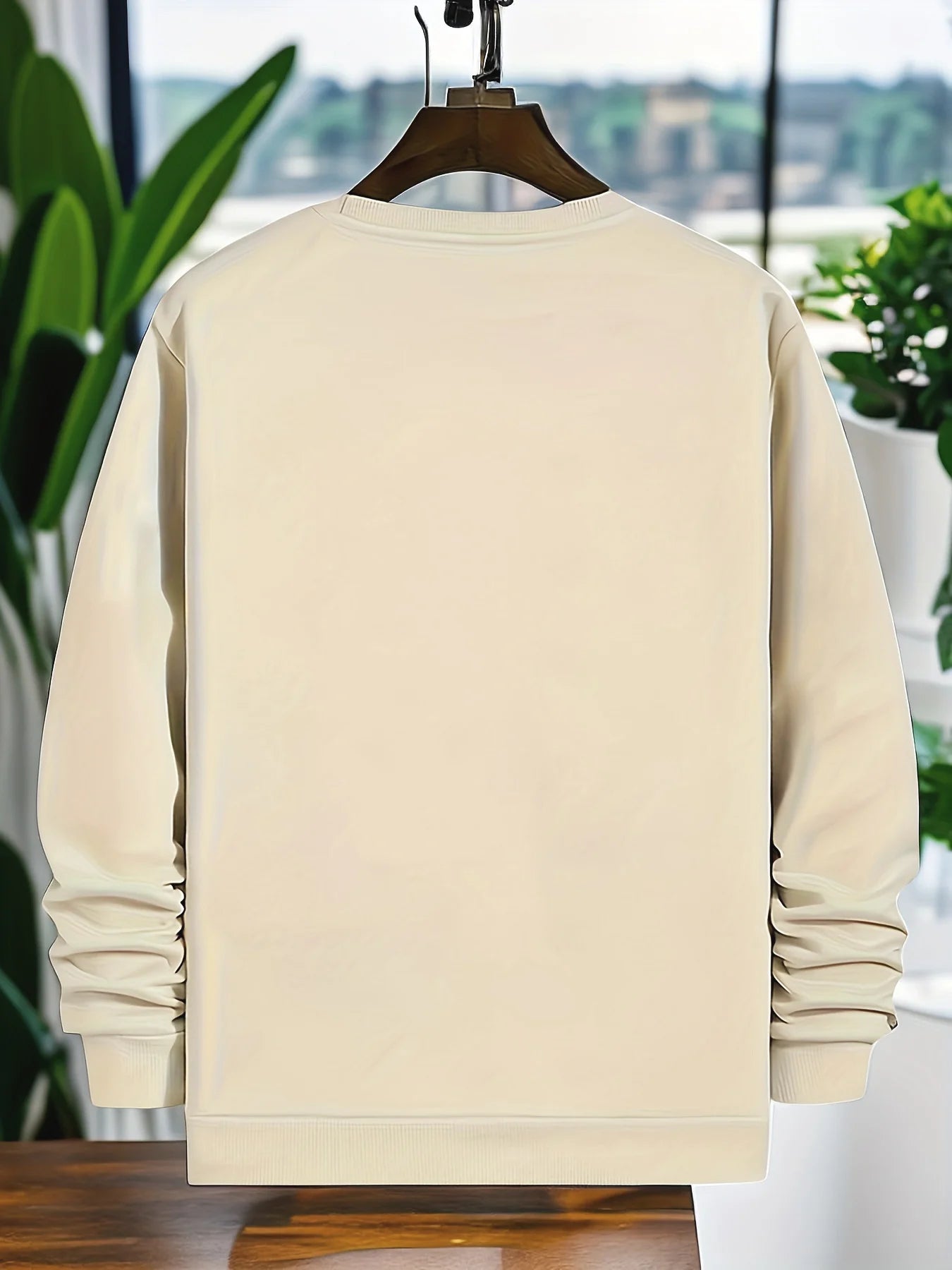 Men's autumn and winter warm casual loose Colombian architectural pattern printed long sleeved round neck sweatshirt