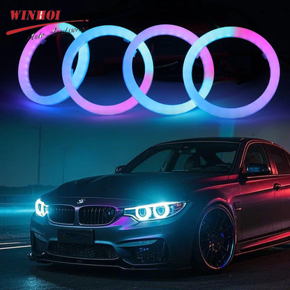 4/2/1PCS Car RGB Angel Eyes Dynamic with Turn Signal 60mm 70mm 80mm 90mm Halo Rings DRL Led Headlights Projector APP Control