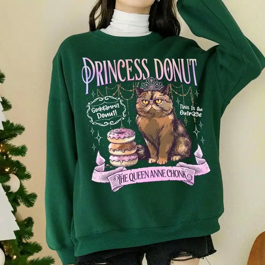 Princess Donut Sweatshirt Dungeon Crawler Carl Pullovers Women Retro Bookish Sweater Book Lover Gift Funny Sweatshirt Streetwear
