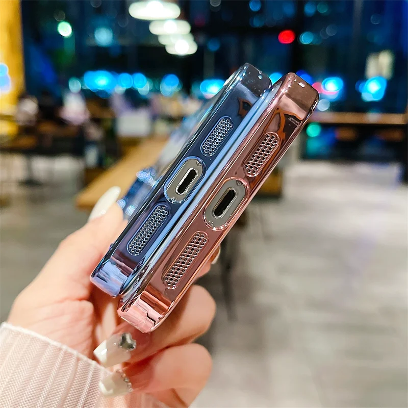 Frameless Luxury Plating Thin Case For iPhone 16 15 14 13 12 11 Pro Plus Max Promax Shockproof Lens Film Bumper Clear Hard Cover