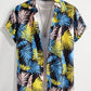 Hawaiian Botanical Flower Print Men's and Women's Short Sleeve Lapel Seaside Button-Down Shirt Top Casual Fashionable Shirts