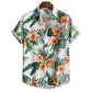 Hawaiian Botanical Flower Print Men's and Women's Short Sleeve Lapel Seaside Button-Down Shirt Top Casual Fashionable Shirts