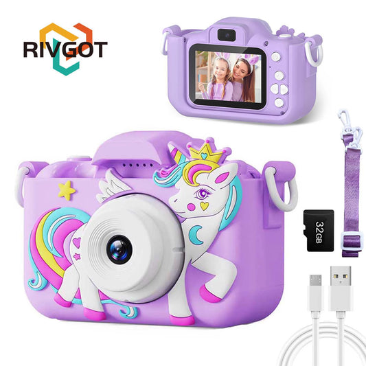 Kids Camera Digital Dual Camera HD 1080P Video Camera Toys with 32GB Card Mini Cam Color Display Children Birthday Gift Kids Toy