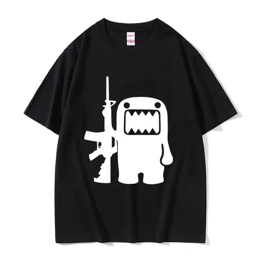 O-Neck Fashion Quality T-Shirt Casual Face Domo Kun Funny Meme Women Summer Summer Short Sleeved Harajuku Streetwear Tops Tees
