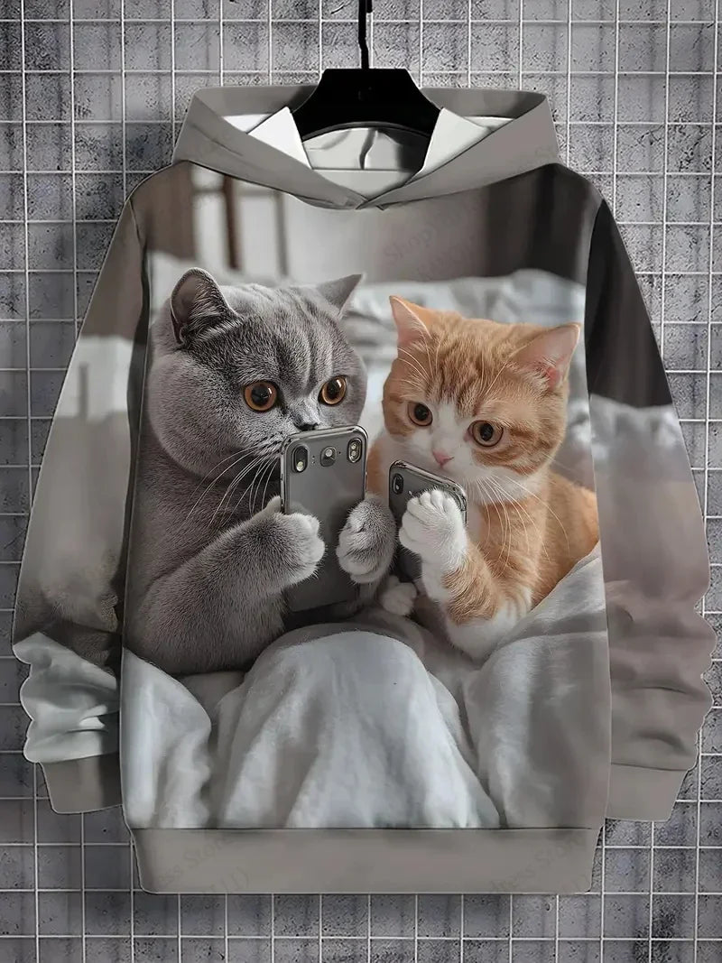 Men's Samurai Cat 3d Print Graphic Hoodies Men Fashion Oversized Hoodie Sweatshirt Coat Sweat Mens Clothes Sudaderas