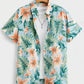 Hawaiian Botanical Flower Print Men's and Women's Short Sleeve Lapel Seaside Button-Down Shirt Top Casual Fashionable Shirts