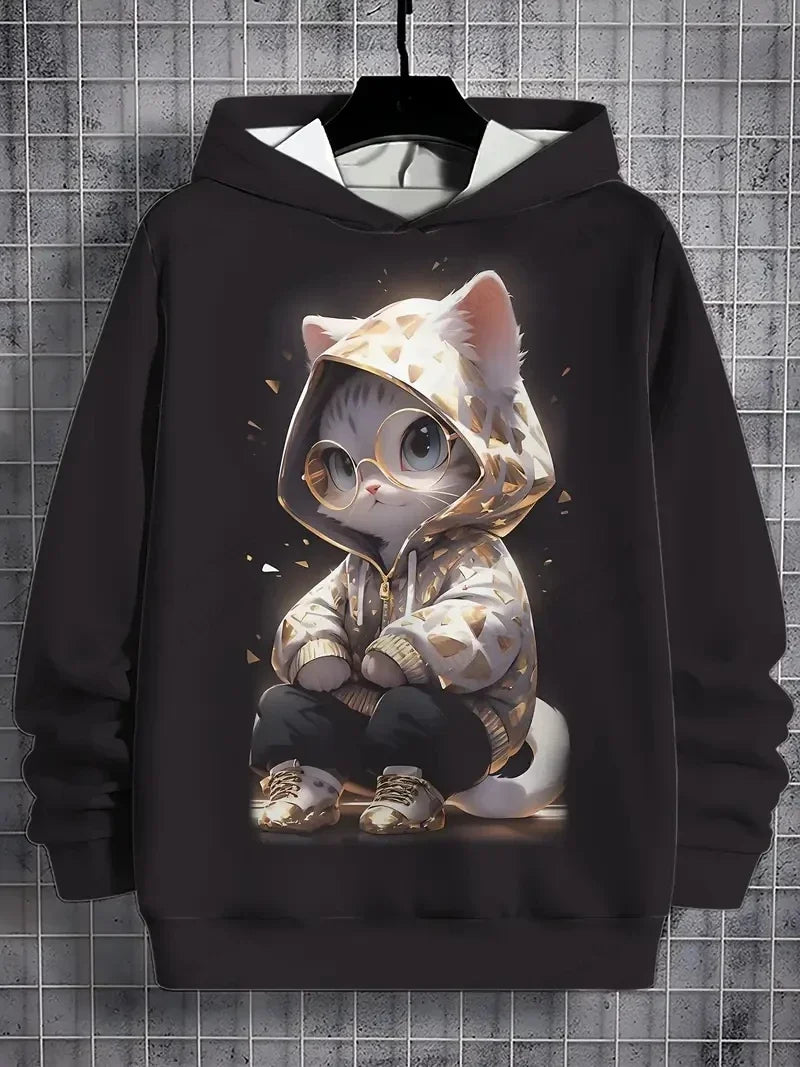 Men's Samurai Cat 3d Print Graphic Hoodies Men Fashion Oversized Hoodie Sweatshirt Coat Sweat Mens Clothes Sudaderas