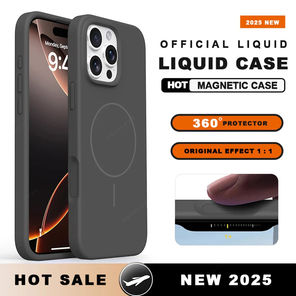 Magnetic Phone Case For iPhone 15 14 16 Plus 16E 11 12 13 16 Pro Max Magsafe Liquid Silicone Official Charging Protector Cover