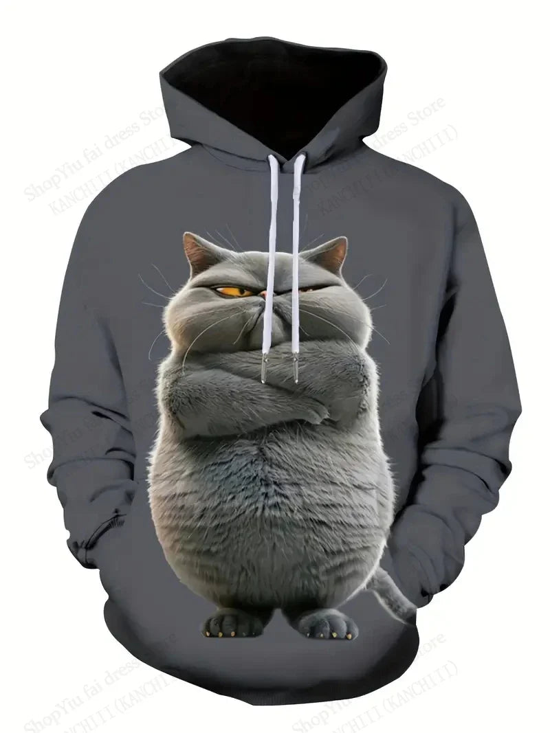 Men's Samurai Cat 3d Print Graphic Hoodies Men Fashion Oversized Hoodie Sweatshirt Coat Sweat Mens Clothes Sudaderas
